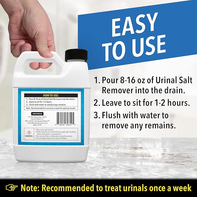 IMPRESA Urinal Cleaner & Pipe Descaler - 32 Fl Oz, Liquid, Unscented Odor Neutralization & Urine Odor Eliminator - Heavy-Duty Scale Remover & Urinal Salt Remover