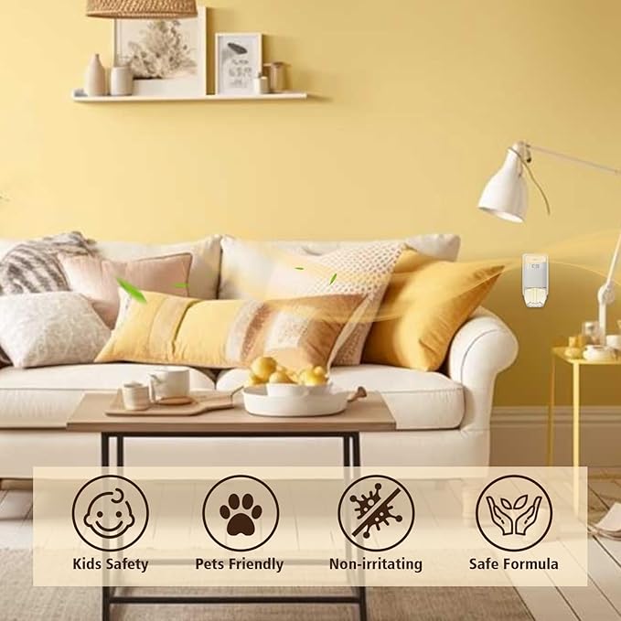 Plug in Air Freshener Kit with Warmer, 9 Refill Oils + 1 Diffuser in Lavender, Linen, Vanilla – Air Freshener for Home, 5.94 Fl Oz, Compatible with Air Wick & Glade, Not Include Glade Plus