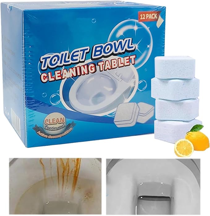Powerful Toilet Bowl Cleaner Tablets, Ödor-Neutralizing Tablets, 180g, Automatic Toilets Cleaner, Descaling Bowl Tabs, Keeps Toilet Smelling Clean, For Home Apartment Hotel Restroom Hard Water