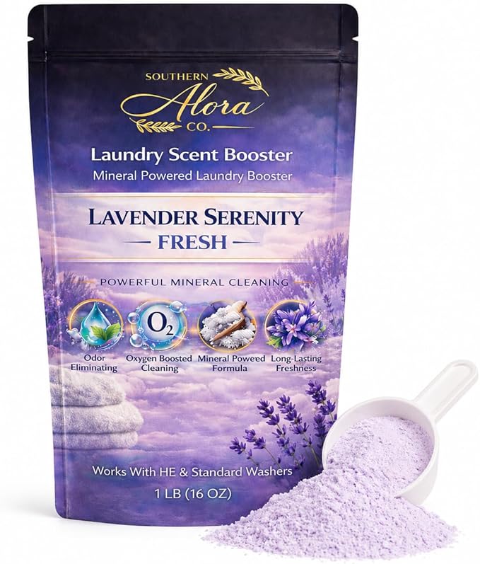Oxygen Boosted Laundry Scent Booster Powder – Laundry Booster & Odor Eliminator, Laundry Freshener, Deep Clean Detergent Booster, Long Lasting Laundry Scent, HE Safe (1lb) (Lavender Serenty Fresh)
