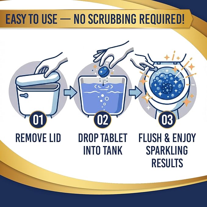 Once Every Month Premium Toilet Tank Cleaning Tablets, 300 Flush Count(50 Tablets),Long Lasting Automatic Cleaner, Spearmint Scent