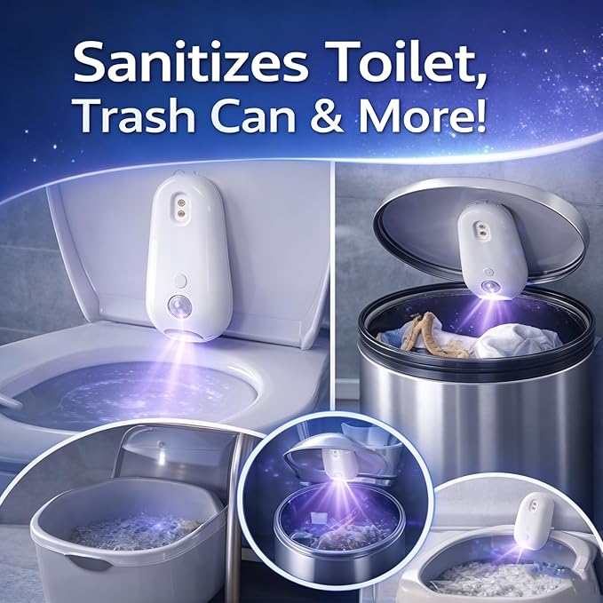 Self Cleaning UV Toilet Sanitizer and Night Light, Toilet Sanitizer and Night Light, Smart Easy Tool-Free Installation for Restroom, Washing Machine, Cabinet (1 Pcs)
