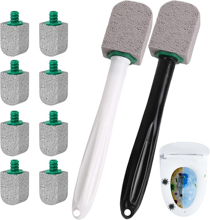 12Pcs Pumice Stone Toilet Bowl Cleaner with Plastic Handle Hard Water Stain Remover for Bathroom Cleaning Toilet Ring Removing Porcelain Sink Shower Tiles