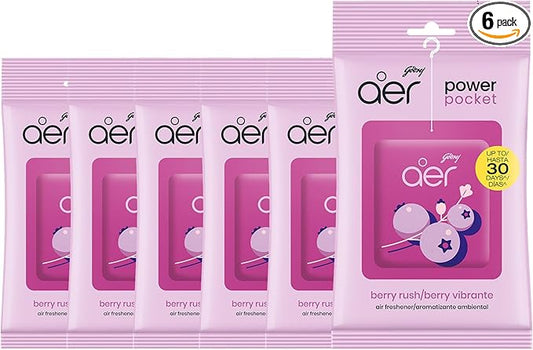 Godrej Aer Power Pocket Floral Delight Bathroom Fragrance 10 g, 6-Pack, Orange