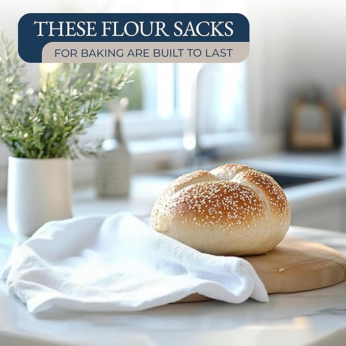 LANE LINEN Flour Sack Towels & Kitchen Towel Set 20 Pc - Premium Cotton Tea Towels for Bread Baking, Super Absorbent Dish Cloths for Washing Dishes, Multipurpose Kitchen Rags & Oven Mitt Set - Indigo