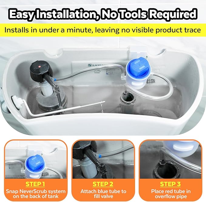 Refill Cartridge Self Cleaning Toilet System - Replacement Cartridge for Automatic Toilet Bowl Cleaner - 1.65 oz, Lasts Up To 3-5 Months Continuous Toilet Bowl Cleaning