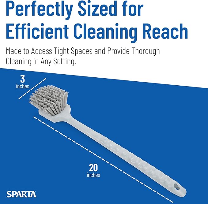 SPARTA 40501EC23 Plastic Large Scrub Brush, Kitchen Brush, Utility Brush With Long Handle For Cleaning, 20 Inches, Gray, (Pack of 6)
