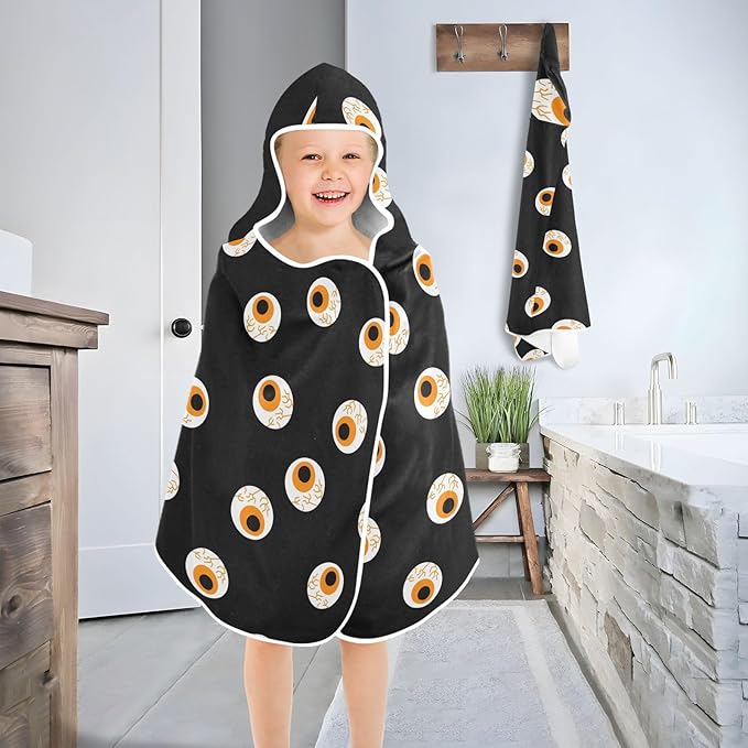 susiyo Kids Hooded Bath Towel Zombie Eye Beach Towel for Kids 23.5 x 50 Inch Microfiber Soft Absorbent Quick Dry Bath Swim Pool Towel Wrap Poncho Bathrobe with Hood for Kids Toddler