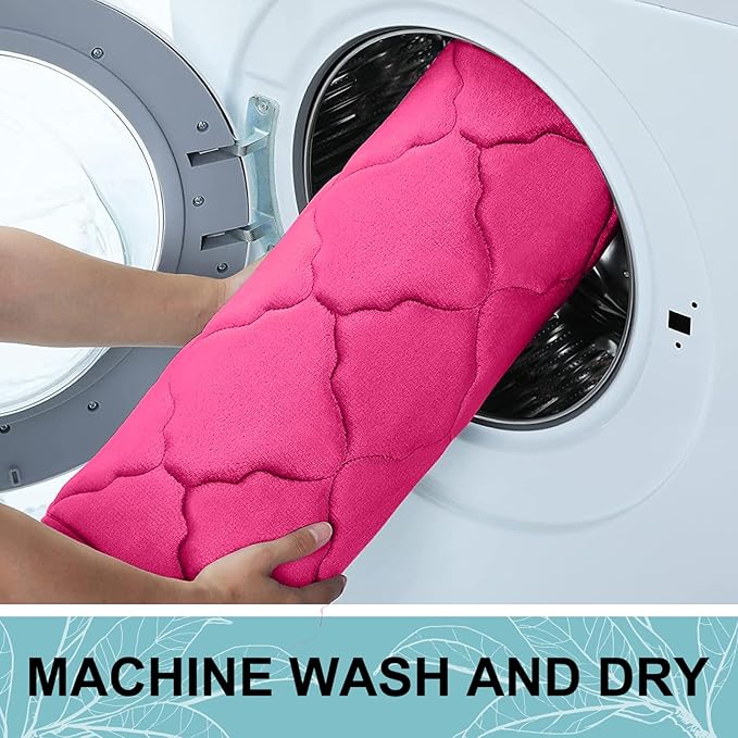 OLANLY Memory Foam Bath Mat Rug 30x20, Ultra Soft and Absorbent Bathroom Rugs, Non-Slip, Comfortable, Machine Washable Bath Carpet for Bathroom Floor, Tub, Shower and Home Decor Accessories, Deep Pink