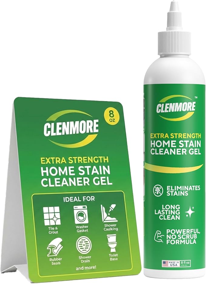 Home Stain Cleaner Gel – Extra Strength Stain Remover For Tiles, Grout, Showers, Tubs, Rubber Seals & Toilets – No Scrub Grout Cleaner & Front Load Washer Cleaner – 8 fl oz