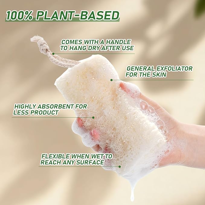Natural Loofah Dish Sponge Pack 6 Vegetable Scrubber for Kitchen -100% Biodegradable Compostable Dishwashing Scouring Pad Zero Waste Plastic Free Eco Friendly Sustainable