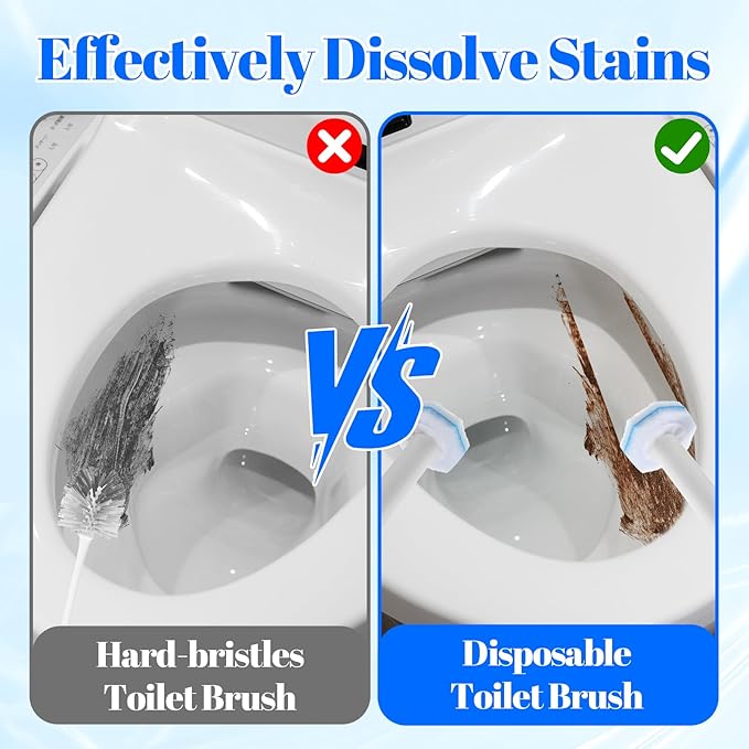 60 Counts Disposable Toilet Wand Refills Compatible with Most Bowl Brush Wand, Disposable Bathroom Toilet Brush Scrubber Heads, Toilet Bowl Cleaner Refill Pads for Stain Removal Deep Cleaning
