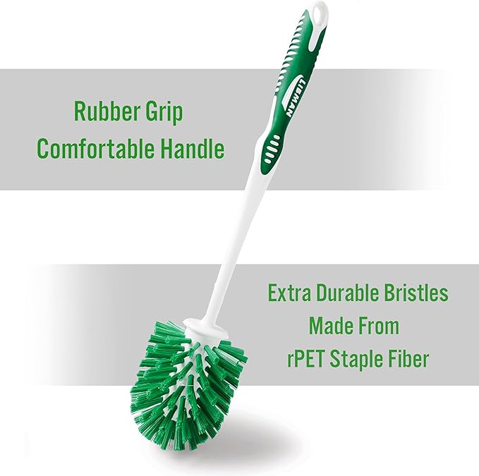 Tribello LIBMAN Toilet Brush and Holder Set with Toilet Bowl Cleaner - Bathroom Cleaner Set - Bathroom Cleaning Supplies - Includes: Bowl Brush, Fast Drying Caddy, 32 fl. oz. Stain Remover Soap