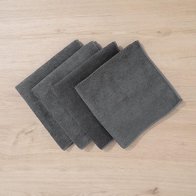 Restaurantware Clean Tek Professional 16 x 16 Inch Cleaning Cloths 100 Lint Free Microfiber Towels - Highly Absorbent Non Abrasive Gray Microfiber Cleaning Rags Reusable For All Purpose Use