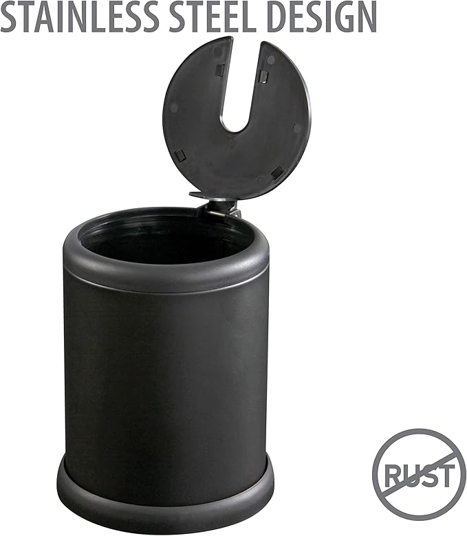 Bath Bliss Toilet Brush and Holder | Self Closing Lid | 360 Degree Brush Head | Bathroom Cleaning | Compact Size | Storage and Organization | Matte Black