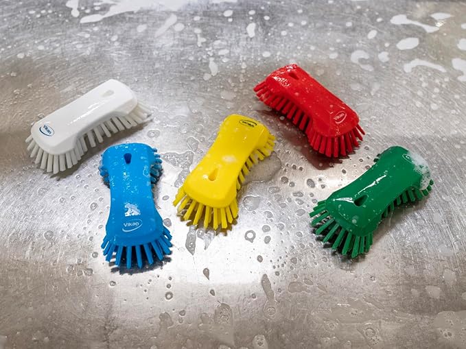 Vikan 38943 Extra Large Hand Brush, Multifunctional, Slip-Resistant Cleaning Tool, Extra Stiff Polypropylene & Polyester Bristle, 9.1", Blue