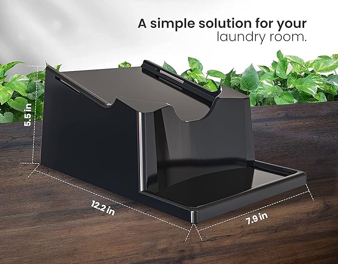 Skywin TidyFriend Liquid Laundry Detergent Holder Stand with Drip Tray & Rubber Feet, Stand for Laundry Room Organization and Storage, Fabric Softener Dispenser Holder for Easy Pouring (Black)