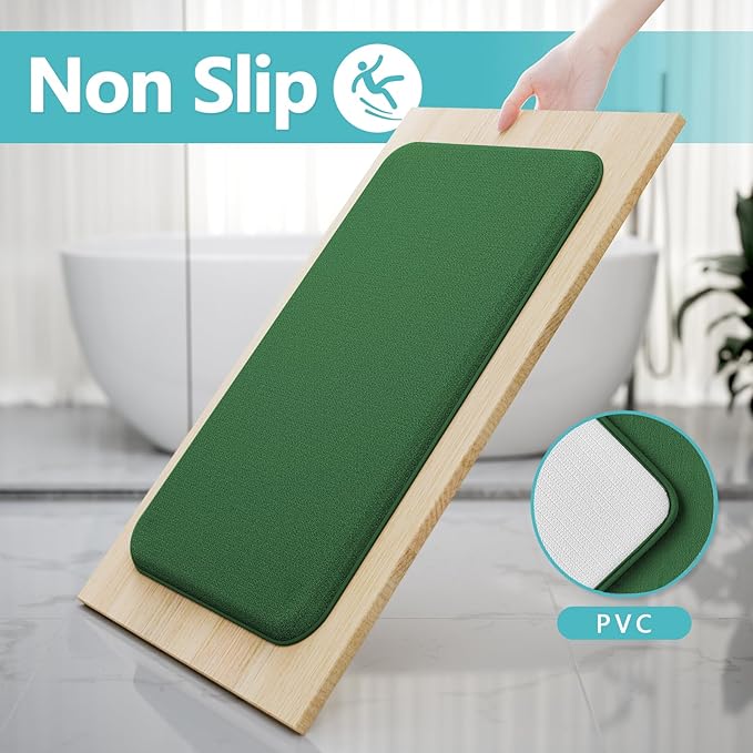 RUN HELIX Bathroom Rugs Sets 3 Piece, Soft Absorbent Memory Foam Bath Mats Set, Dry Fast Bath Mat, Machine Washable Bath Rug Set for Bathroom （Forest Green）