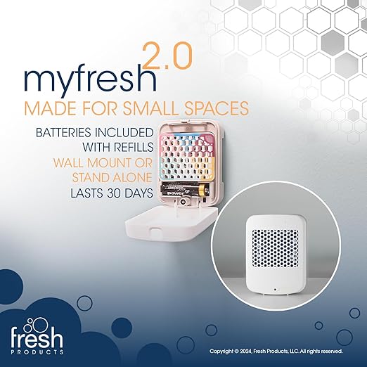 Fresh Products myfresh 2.0 Personal Air Freshener with Dry Fragrance Technology for Small Spaces Compact Design Motion Sensor Battery Included Variety Pack 6 pk