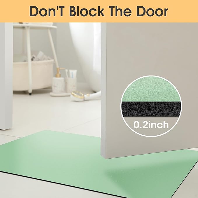 ACCUMTEK Non Slip Bath Mat, Thin Bathroom Rugs Fit Under Door, Quick Dry Bath Mats, Machine Washable Bath Rugs for Bathroom, Bathtub & Kitchen, Bathtub, Sage Green/Solid/60 x20