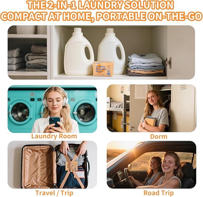 BellaLuce Laundry Detergent Sheets: 1 Home Size (240 Loads, Fresh Linen) & 2 Travel Size (32 Loads, Fresh Linen & Butterfly Kiss) | Portable for College, Dorm, Hotel, Family