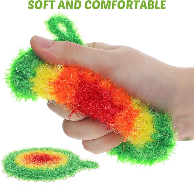 DECHOUS Dish Scrubber Sponge Set: Non Scratch Reusable Dish Sponges for Kitchen Cleaning - Cute Polyester Scouring Pads for Cookware Pots Pans Sink Household Use