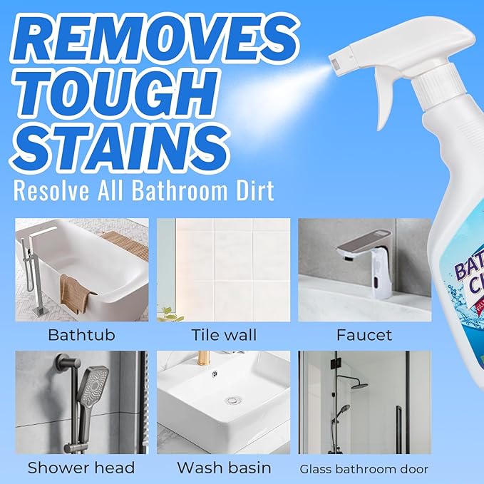 NUAN Bathroom Descaler Foam Cleaner, Hard Water Stain Remover Spray for Shower, Toilet, Sink, Tile, Grout, Limescale Buildup Remover, 16.9 Fl Oz