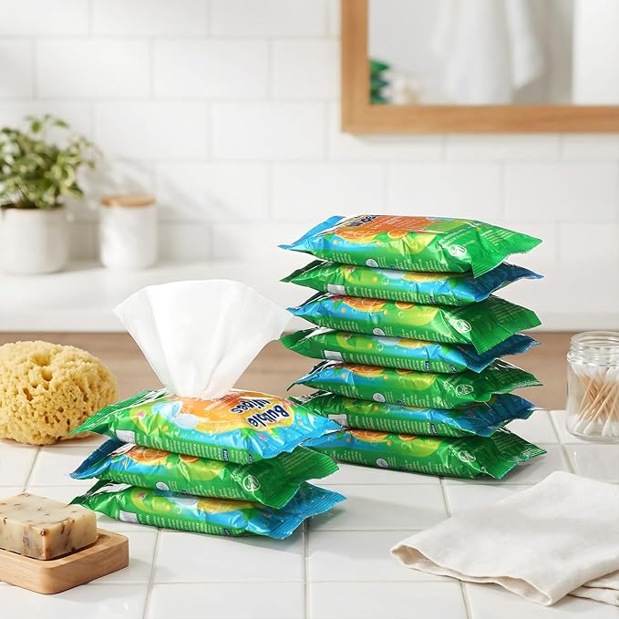 10-pack Bathroom Cleaning Wipes 100/200 Count 2-in-1 Citrus Scent Wipes Cleaner for Bathroom Toilet, Sink, Tile & Shower -Reusable Sealable Pouch, No Scrubbing Needed