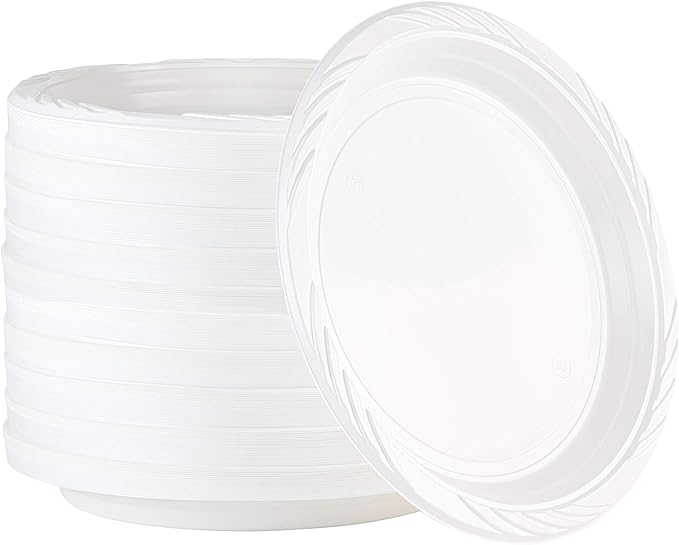 400 Count Disposable 10 Inch White Plastic Dinner Plates Extra Large