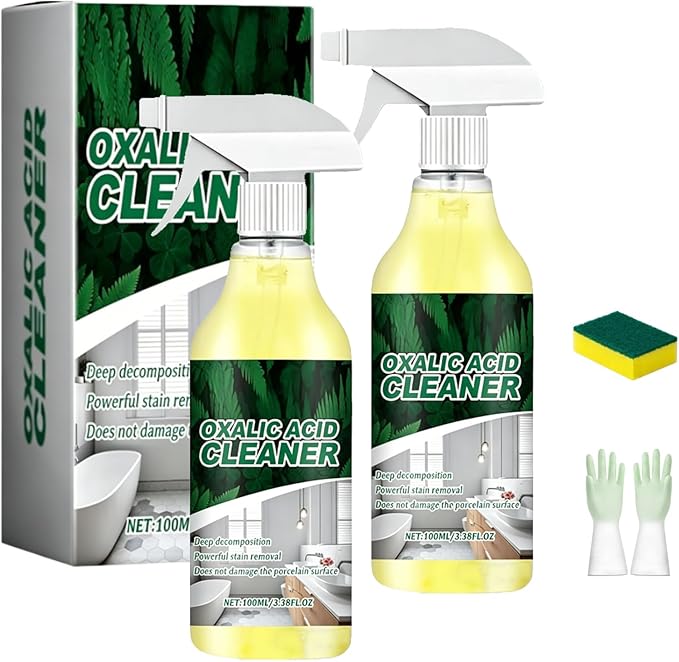 Oxalic Acid Cleaner, Oxalic Acid Powerful Stain Cleaner, Powerful Stain Removal Spray for Bathroom, Multi-Surface, Deep Cleaning, for Floor Countertop and Toilet (2pcs)