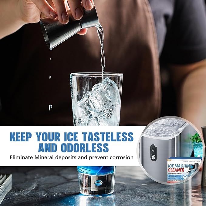 Ice Machine Cleaner Maker Descaler, 12 Ice Maker Cleaner Tablets, Remove Hard Water Mineral Buildup Clean Tablets Ice Makers, Nickel Safe Scale Remover for All Ice Machines, 2 PCS