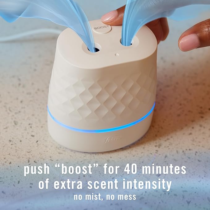 Febreze Plug Scent Booster Starter Kit, Oil Diffuser, Air Freshener Plug in, Continuous Scent, 2 Devices + 2 Baked Cinnamon Apple Refill