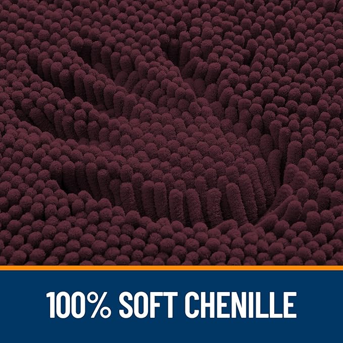 OLANLY Bathroom Rugs 32x20, Extra Soft Absorbent Chenille Bath Rugs, Rubber Backing Quick Dry, Machine Washable Bath Mats for Bathroom Floor, Tub and Shower, Home Decor Accessories, Black Cherry