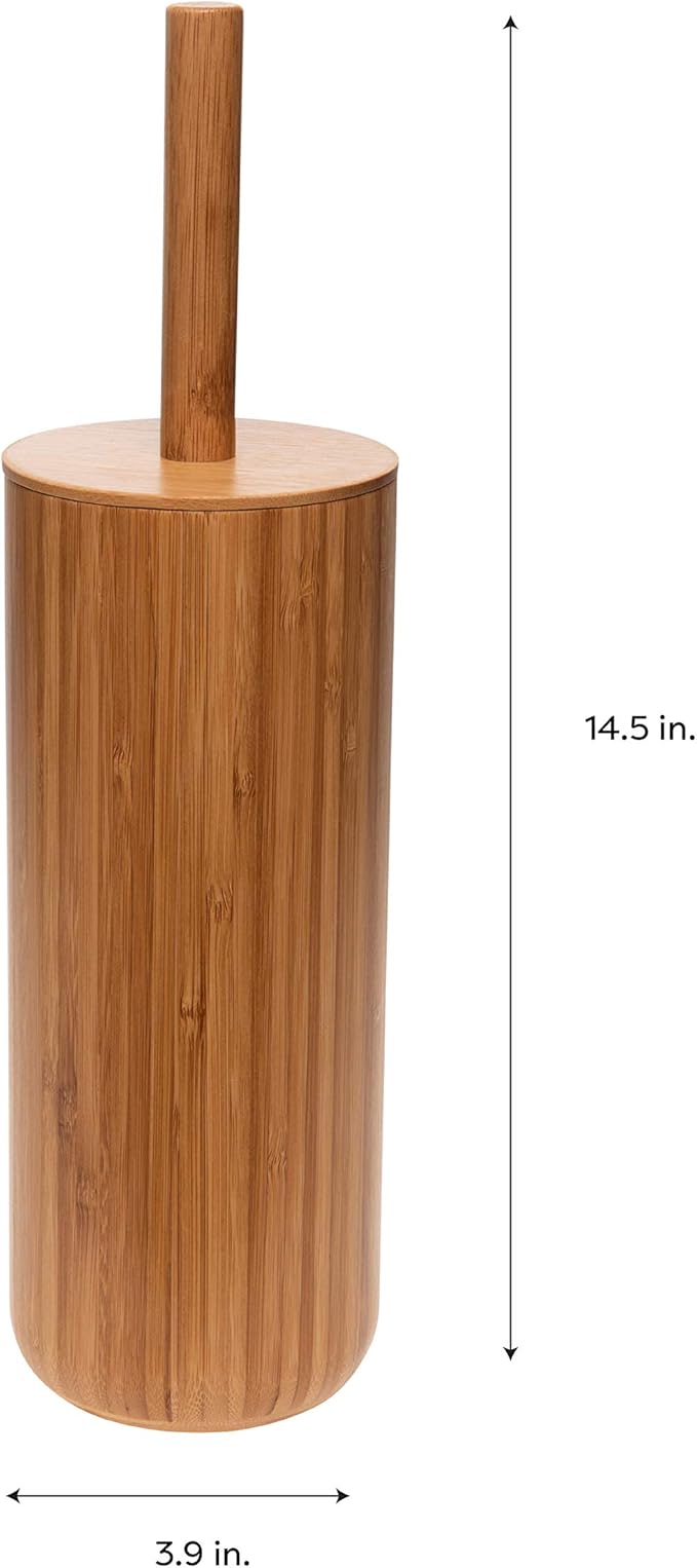 Bath Bliss Rounded Natural Bamboo Collection, Toilet Bowl Brush, Matching Accessories to Decorate Your Bathroom, Tall (10029-NATURAL)