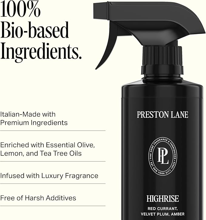 Preston Lane Luxury All-Purpose Cleaner, Highrise Scent | Bio-Based Multi-Surface Spray | Streak-Free Finish, Lifts Dirt, Smudges & Grease | Vegan & Cruelty-Free
