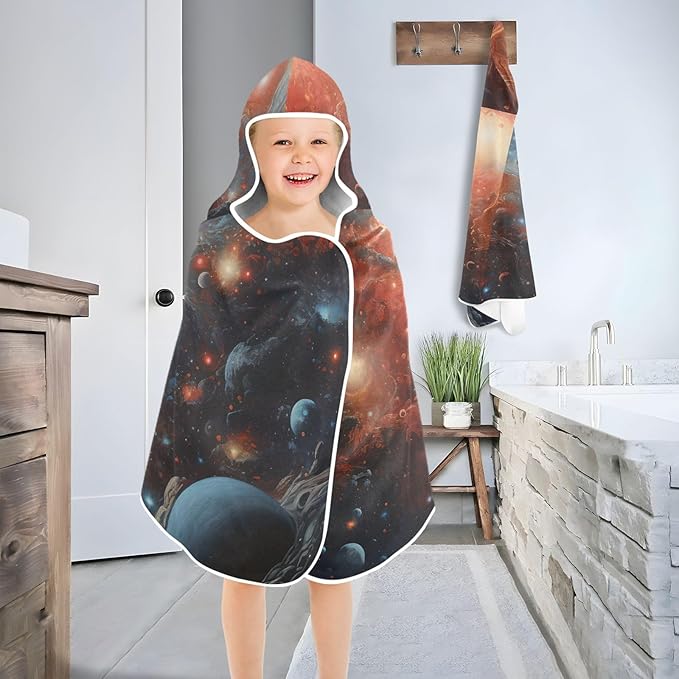 Hooded Towel for Kids Man in Fantasy World Beach Wrap Bath Towels 50x23.5in