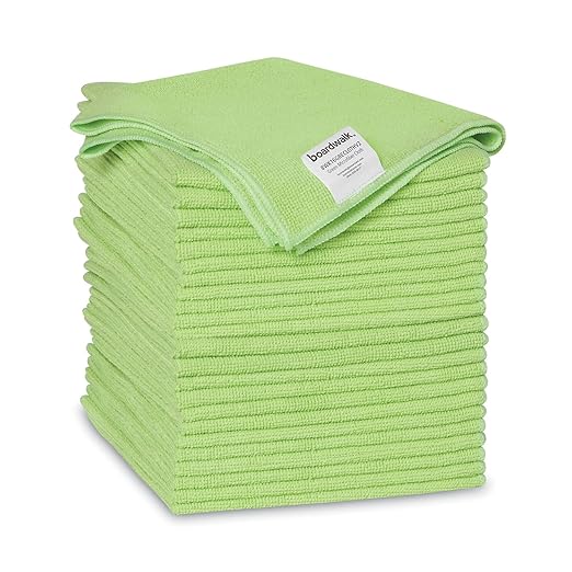 Boardwalk Microfiber Cleaning Cloths, 16 x 16, Green, 24/Pack