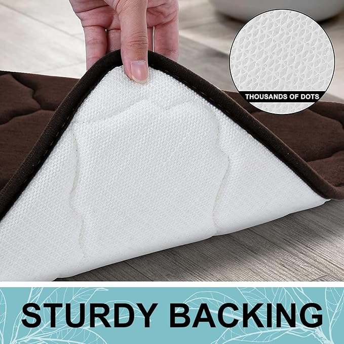 OLANLY Memory Foam Toilet Rugs U-Shaped 24x20, Ultra Soft and Absorbent Bathroom Rugs, Non-Slip, Comfortable, Machine Washable Contour Bath Mat for Toilet Base, Home Decor Accessories, Brown