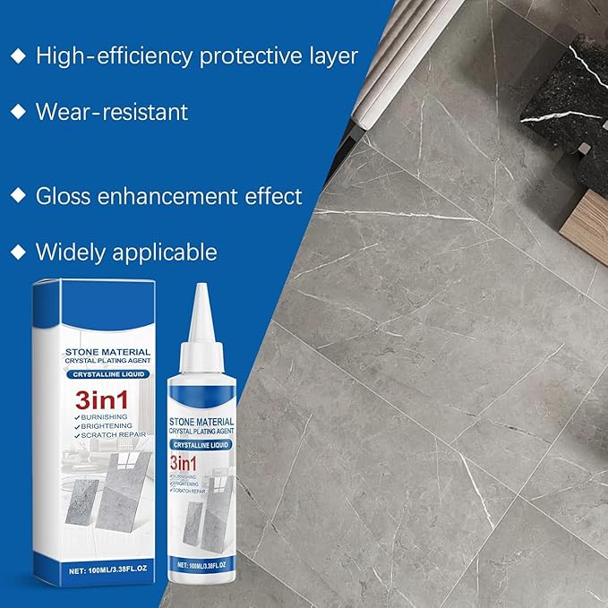 Long-lasting Gloss & Protection Tile Cleaner & Polish — 3in1 Stone Crystallization Coating Agent，Tile Cleaner and Polish for Bathroom, Kitchen, Ceramic Tiles, Protective & Polishing (1PCS)
