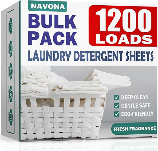 1200 Loads Laundry Detergent Sheets, Eco-friendly Laundry Sheets, Powerful Cleaning, Suitable for Homes, Dorms, and Apartments - [Fresh Scent]