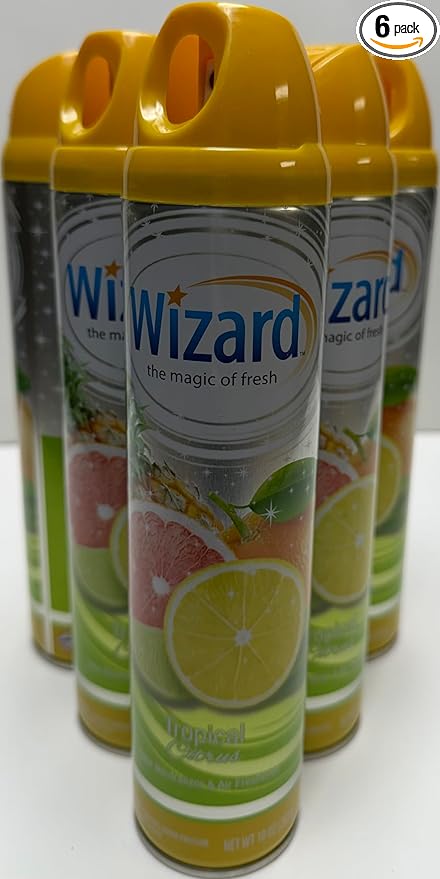 Wizard The Magic of Fresh | Odor Neutralizer & Air Freshener - 10 Oz. Tropical Citrus (Pack of 6) (Packaging May Vary)