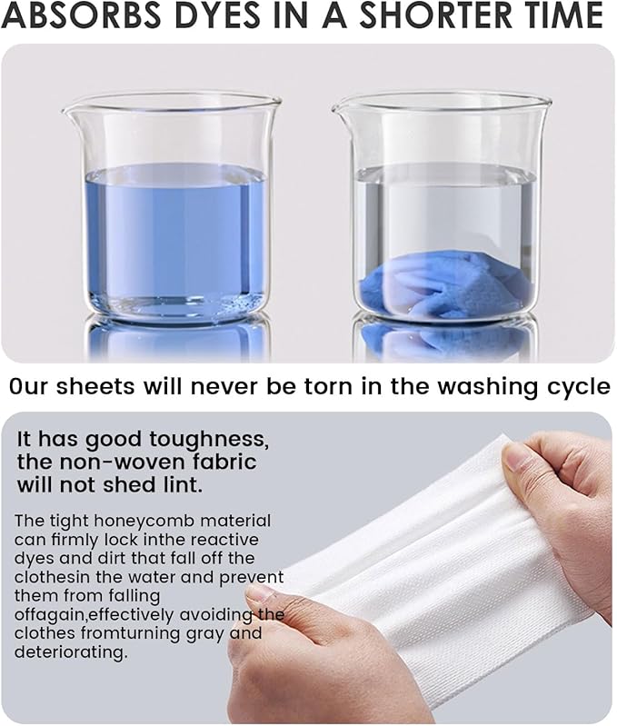120 Count Laundry Color Catcher Sheets for Washing Machine, Anti-Color Bleeding Dye Trapping Sheets for Mixed Washing, Hypoallergenic & Efficient