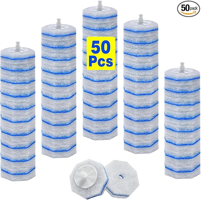 2X Cleaning Power Upgrade Formula Toilet Bowl Wand Refills, Fits for Clorox Wand, 50 Count Disposable Toilet Bowl Wand Refills - No Falling Apart, Fits Most Brand Toilet Brushes for Bathroom Cleaning