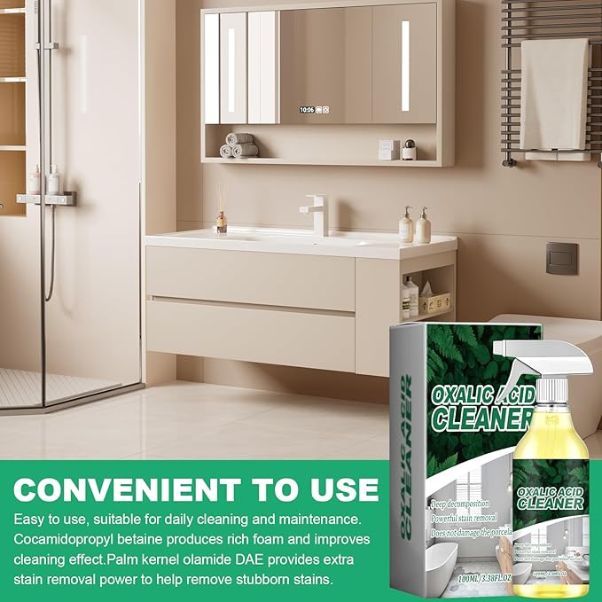 Oxalic Acid Cleaner,Powerful Stain Removal Spray for Bathroom,100ml/3.38fl.oz Multipurpose Stain Remover Spray,For Floor Countertop and Toilet(1PCS)