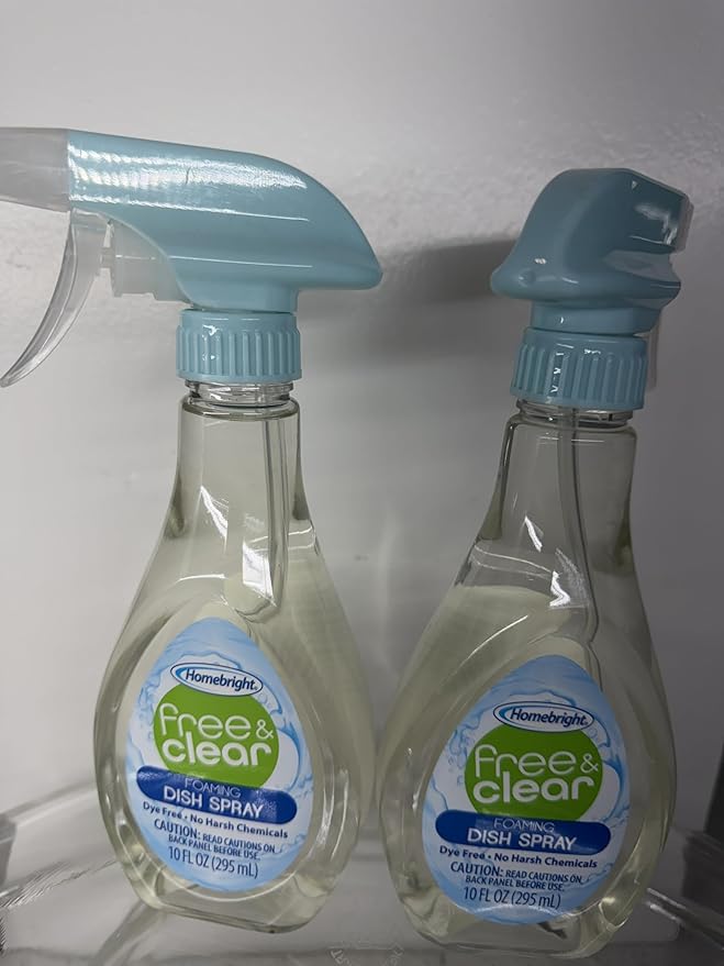 HOMEBRIGHT Foaming Dish Spray, Dye Free, No Harsh Chemicals, 10 fl oz