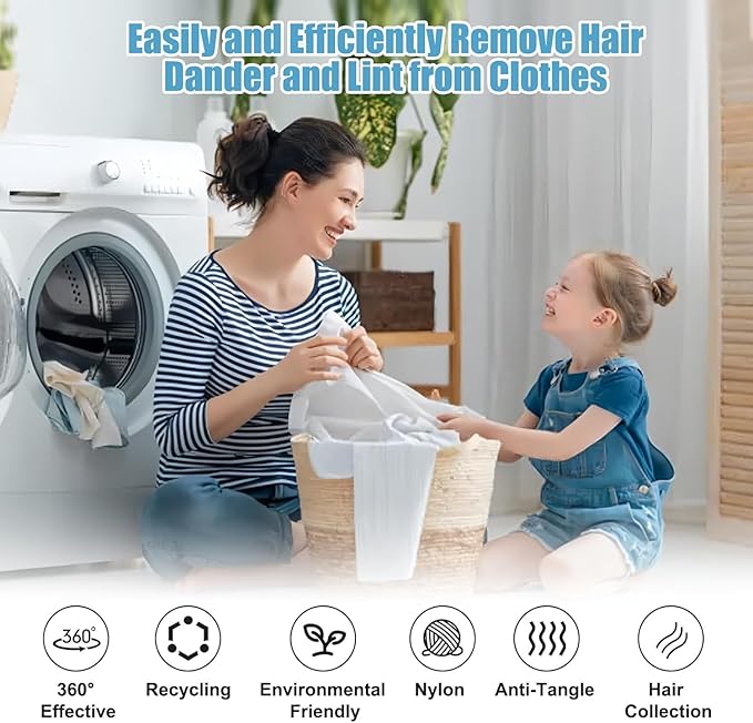 12PCS Pet Hair Remover for Laundry, Reusable Dog & Cat Hair Remover Tool, Suitable for Washing Machines, Dryers, Effectively Removes Pet Hair, Lint and Dander from Bedding and Clothing.