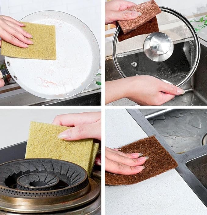 Kaidaa Set of 5 Natural Kitchen Sponges | 100% Coconut Coir Scrubber Sponge for Dishwashing | Eco Friendly, Non Toxic & Biodegradable Cleaning Sponges for Kitchen | Long-Lasting Dish Scrub Pads