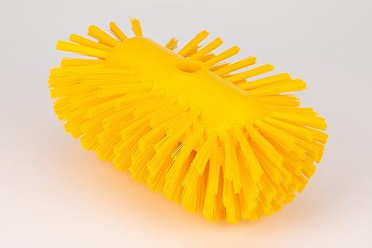 SPARTA Tank and Kettle Scrub Brush Heavy-Duty Tile Brush, Color-Coded and Handle Compatible (Sold Separately) for Optimal Access In Spacious Containers, Plastic, 5.5 X 9.5 Inches, Yellow, (Pack of 2)