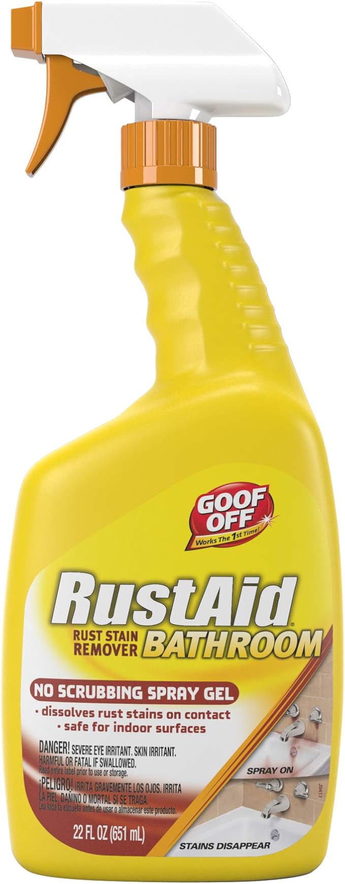 Rust-Aid Rust Remover Spray Gel for Bathroom Surfaces – Dissolves Tough Rust Stains on Contact – 22 oz (2 Pack) – Ilios Packaging