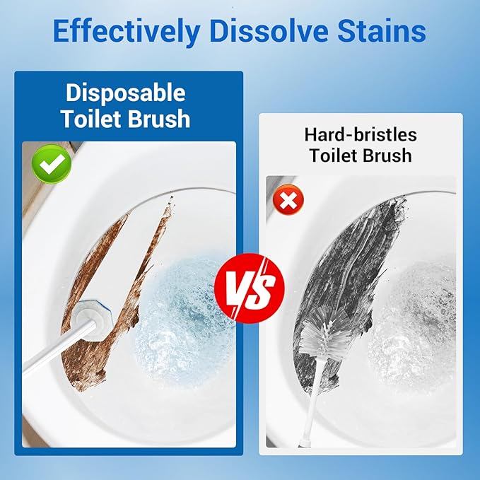 Sagry 50 Counts Disposable Toilet Bowl Wand Refills, 5X Cleaning Power Toilet Cleaner Refill Pads, Deep Cleaning, No Falling Apart, Fresh Fragrance, Compatible with Most Toilet Brushes
